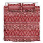 Christmas Festive Knitted Pattern Print Duvet Cover Bedding Set