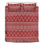 Christmas Festive Knitted Pattern Print Duvet Cover Bedding Set