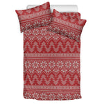 Christmas Festive Knitted Pattern Print Duvet Cover Bedding Set