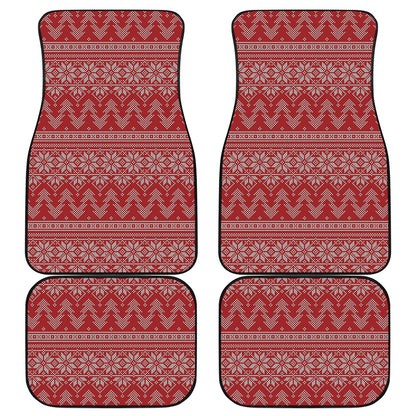 Christmas Festive Knitted Pattern Print Front and Back Car Floor Mats
