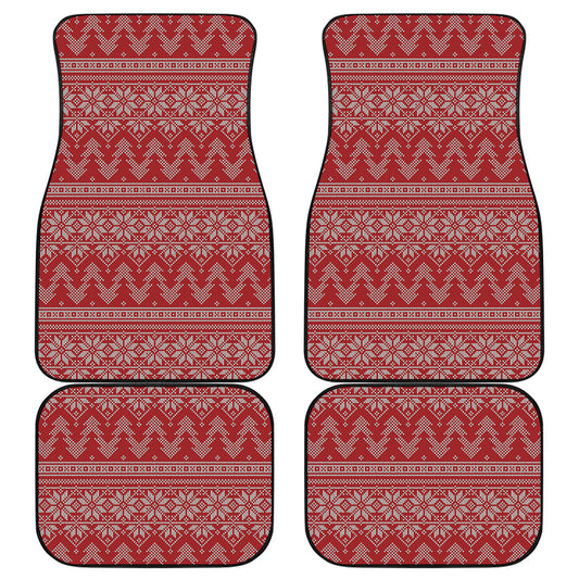 Christmas Festive Knitted Pattern Print Front and Back Car Floor Mats