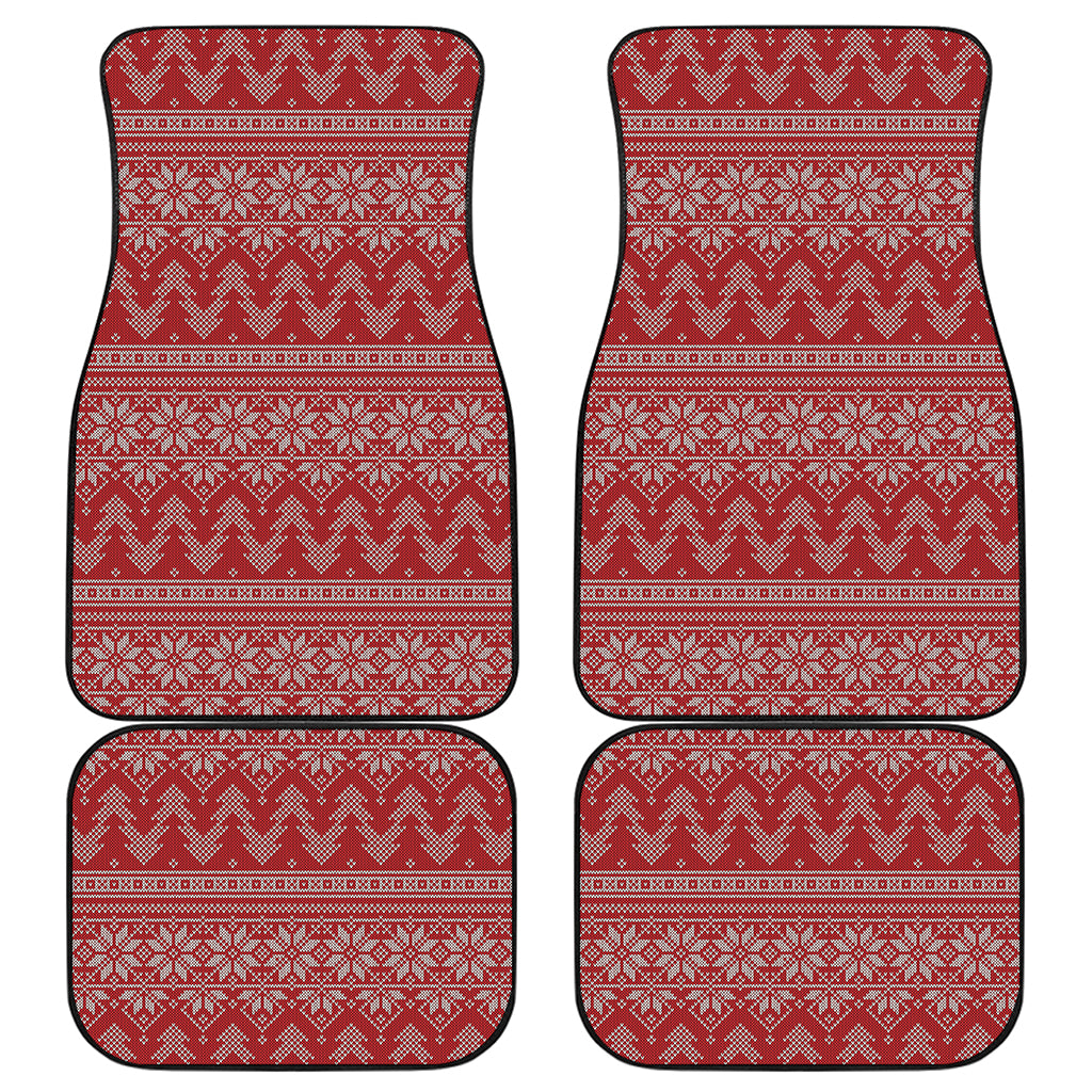 Christmas Festive Knitted Pattern Print Front and Back Car Floor Mats