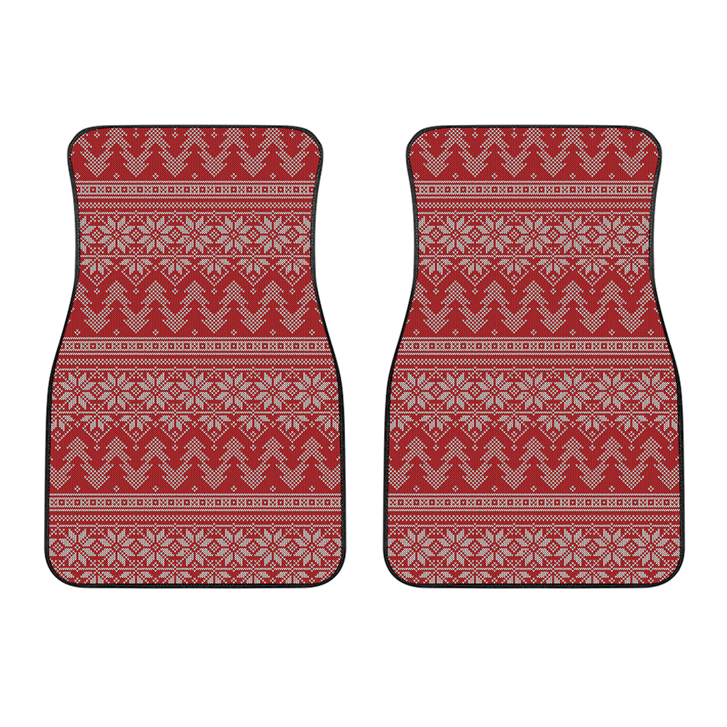 Christmas Festive Knitted Pattern Print Front Car Floor Mats