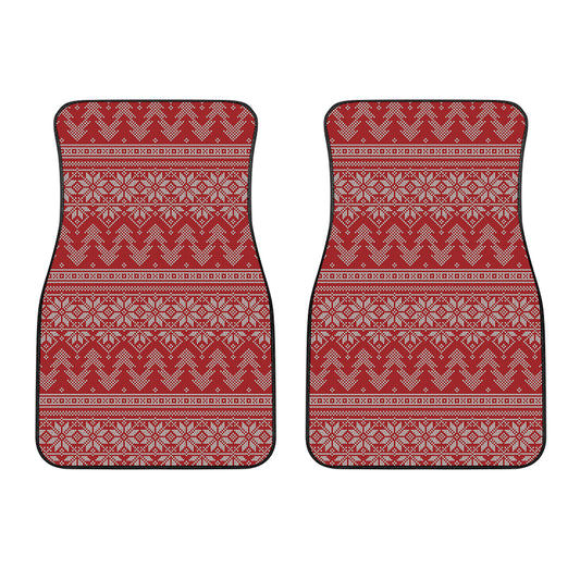 Christmas Festive Knitted Pattern Print Front Car Floor Mats