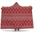 Christmas Festive Knitted Pattern Print Hooded Blanket