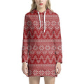 Christmas Festive Knitted Pattern Print Pullover Hoodie Dress