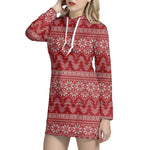 Christmas Festive Knitted Pattern Print Hoodie Dress