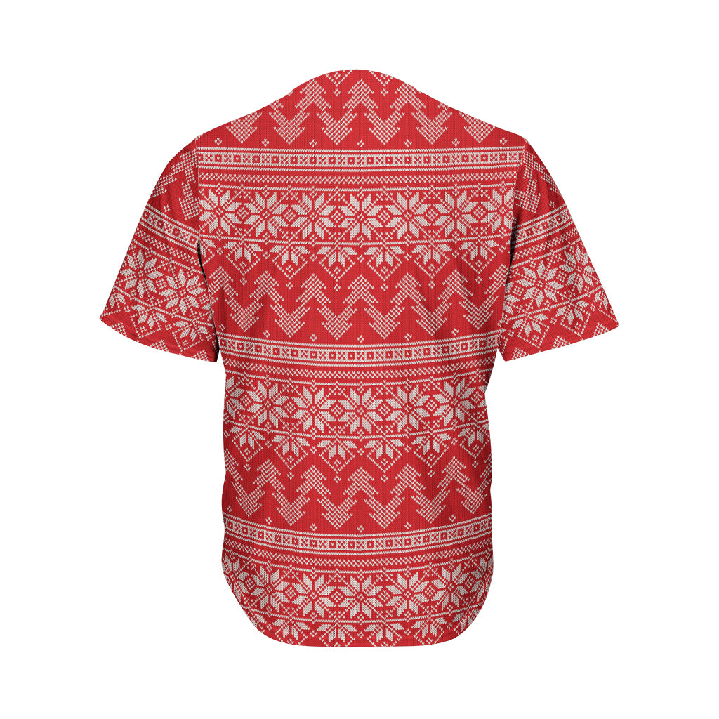 Christmas Festive Knitted Pattern Print Men's Baseball Jersey