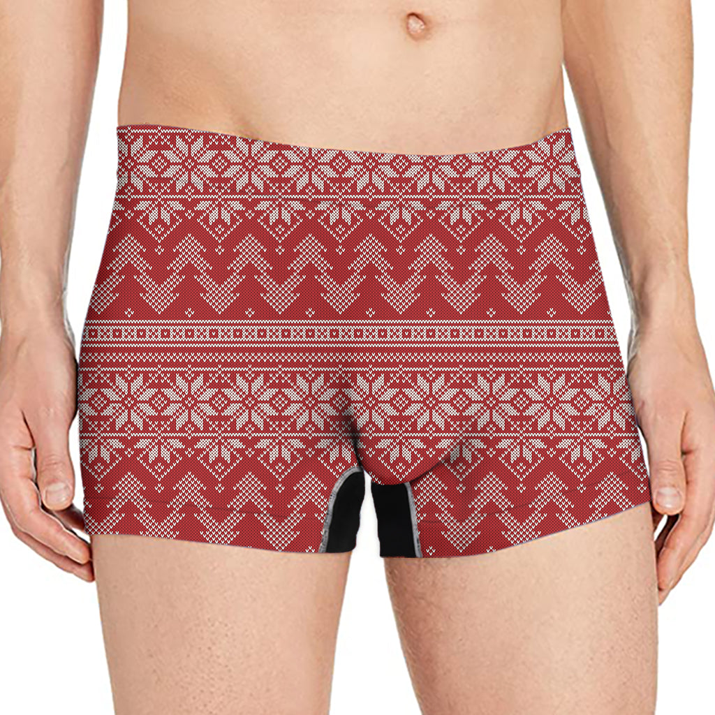 Christmas Festive Knitted Pattern Print Men's Boxer Briefs