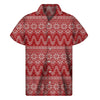 Christmas Festive Knitted Pattern Print Men's Short Sleeve Shirt