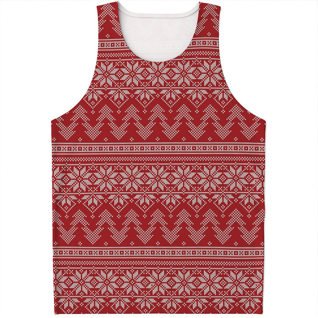 Christmas Festive Knitted Pattern Print Men's Tank Top