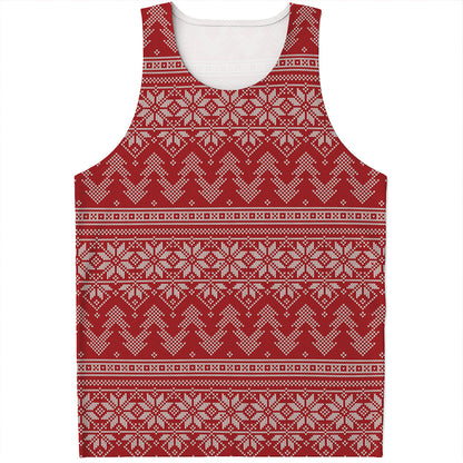 Christmas Festive Knitted Pattern Print Men's Tank Top