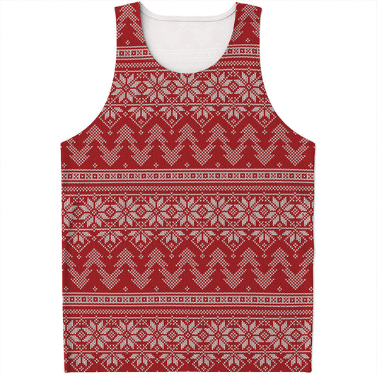 Christmas Festive Knitted Pattern Print Men's Tank Top