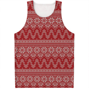 Christmas Festive Knitted Pattern Print Men's Tank Top