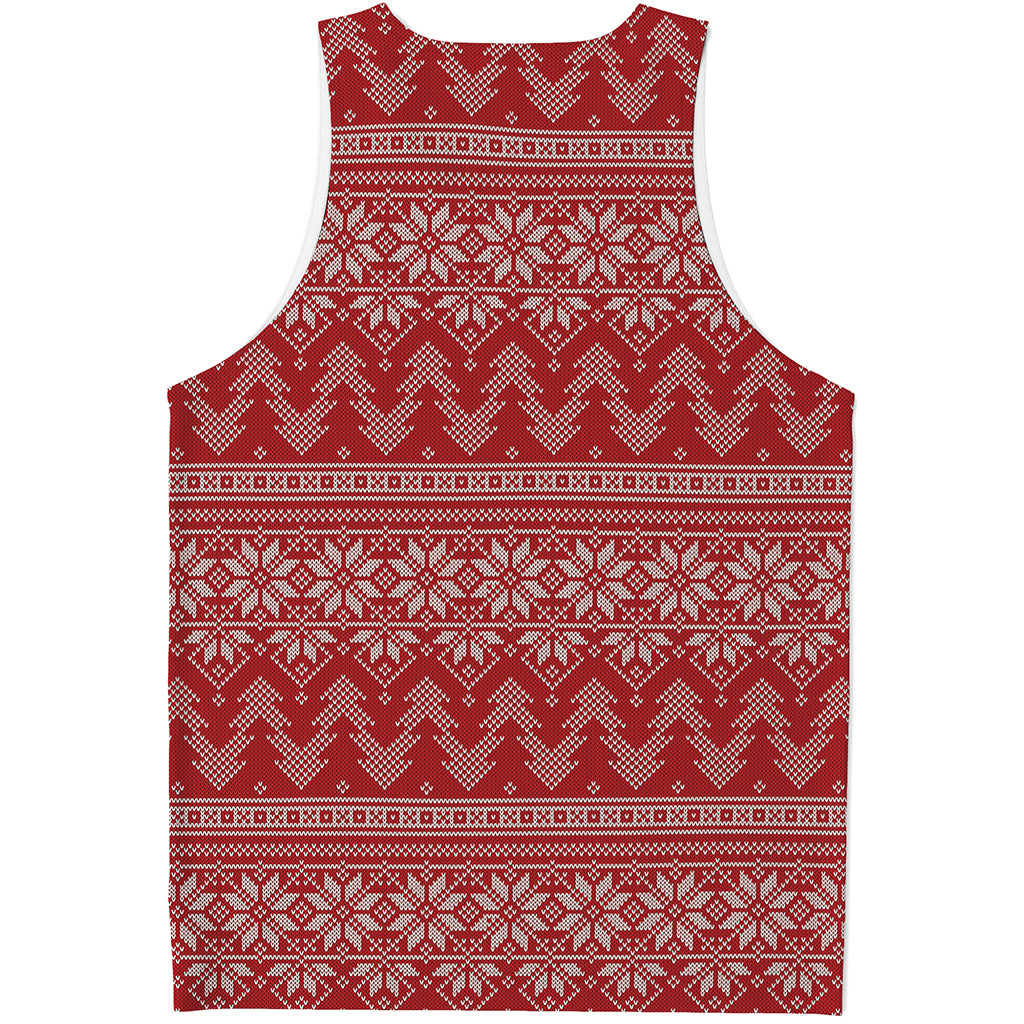 Christmas Festive Knitted Pattern Print Men's Tank Top