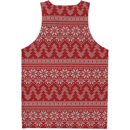 Christmas Festive Knitted Pattern Print Men's Tank Top
