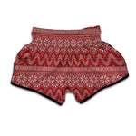 Christmas Festive Knitted Pattern Print Muay Thai Boxing Shorts