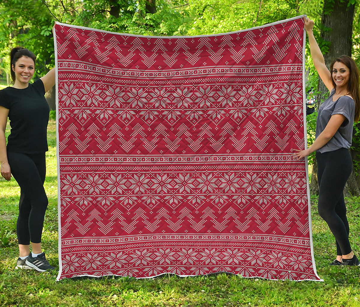 Christmas Festive Knitted Pattern Print Quilt