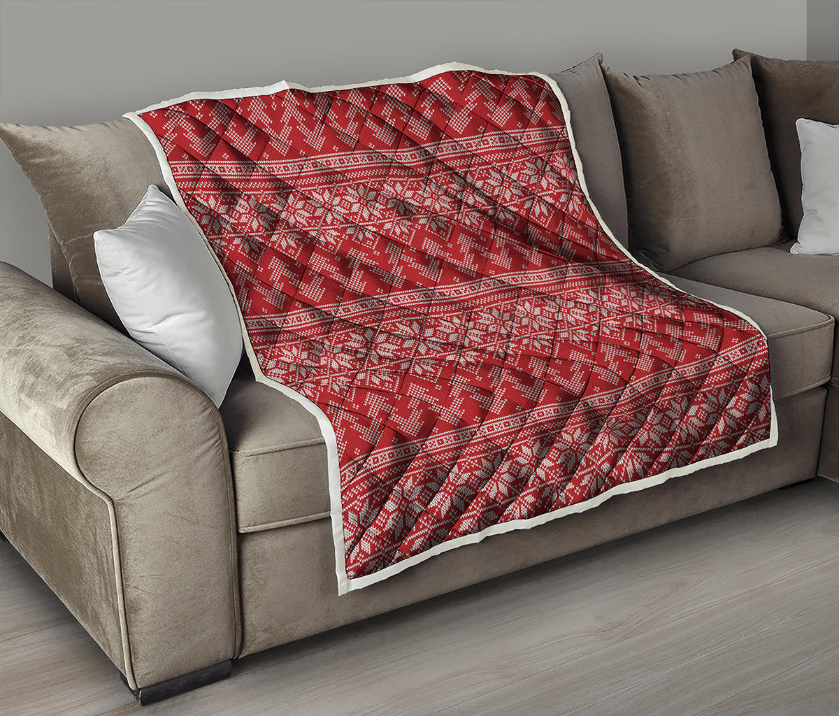 Christmas Festive Knitted Pattern Print Quilt