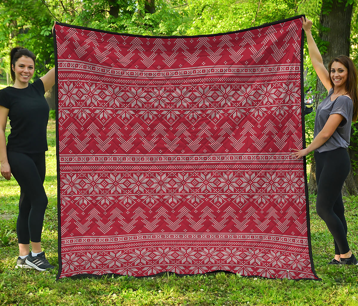 Christmas Festive Knitted Pattern Print Quilt