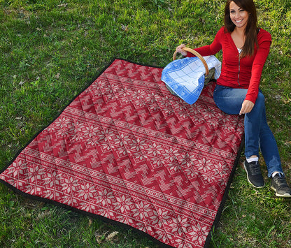 Christmas Festive Knitted Pattern Print Quilt
