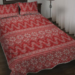 Christmas Festive Knitted Pattern Print Quilt Bed Set