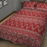 Christmas Festive Knitted Pattern Print Quilt Bed Set