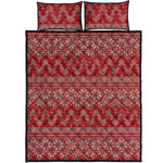 Christmas Festive Knitted Pattern Print Quilt Bed Set
