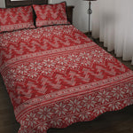 Christmas Festive Knitted Pattern Print Quilt Bed Set