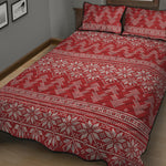 Christmas Festive Knitted Pattern Print Quilt Bed Set