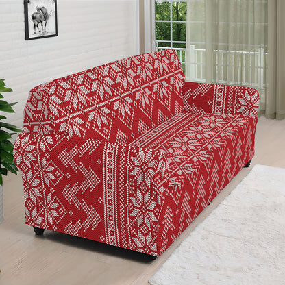 Christmas Festive Knitted Pattern Print Sofa Cover