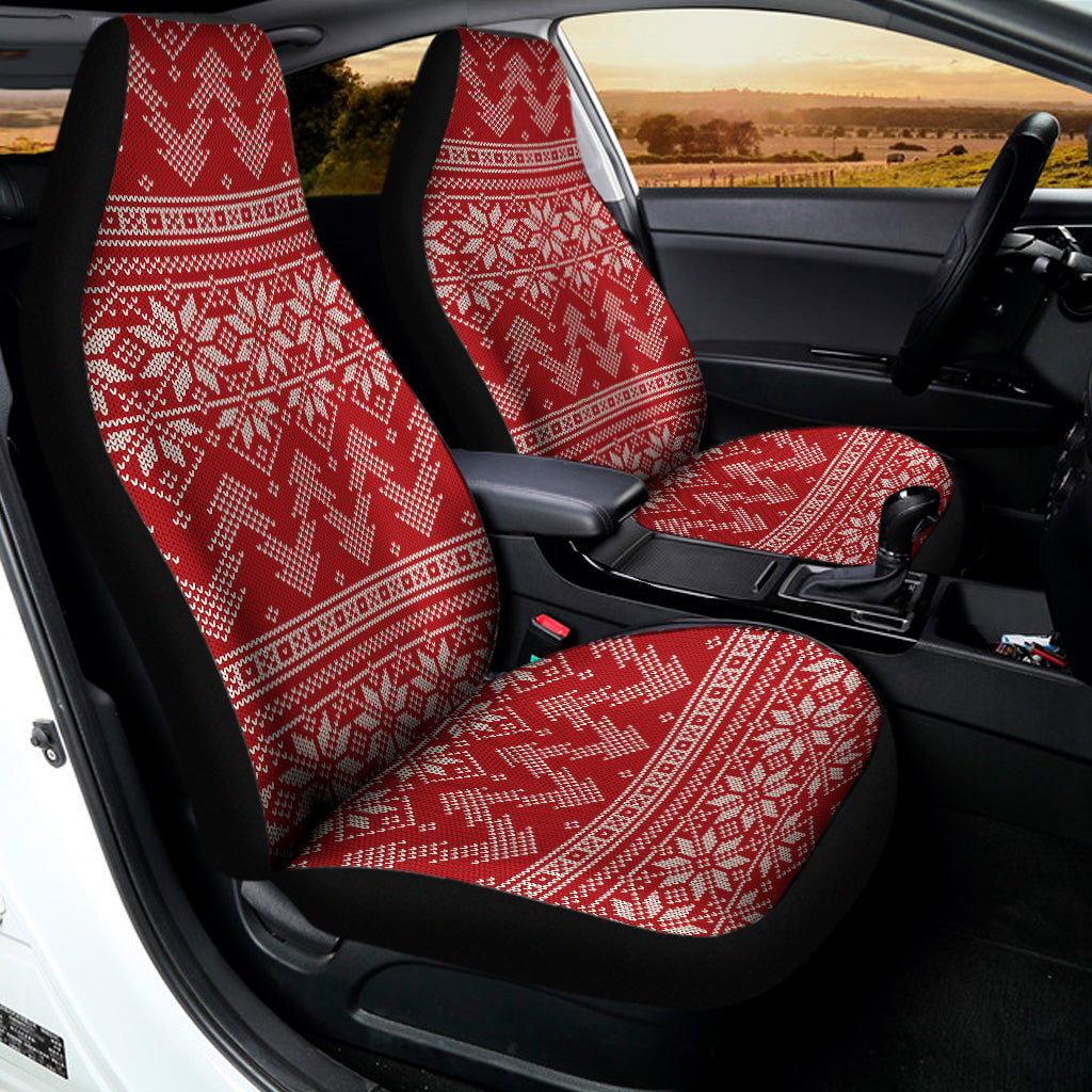 Christmas Festive Knitted Pattern Print Universal Fit Car Seat Covers