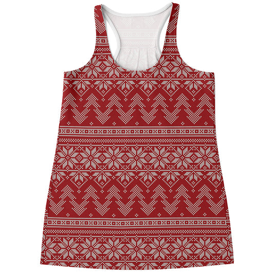 Christmas Festive Knitted Pattern Print Women's Racerback Tank Top