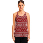 Christmas Festive Knitted Pattern Print Women's Racerback Tank Top
