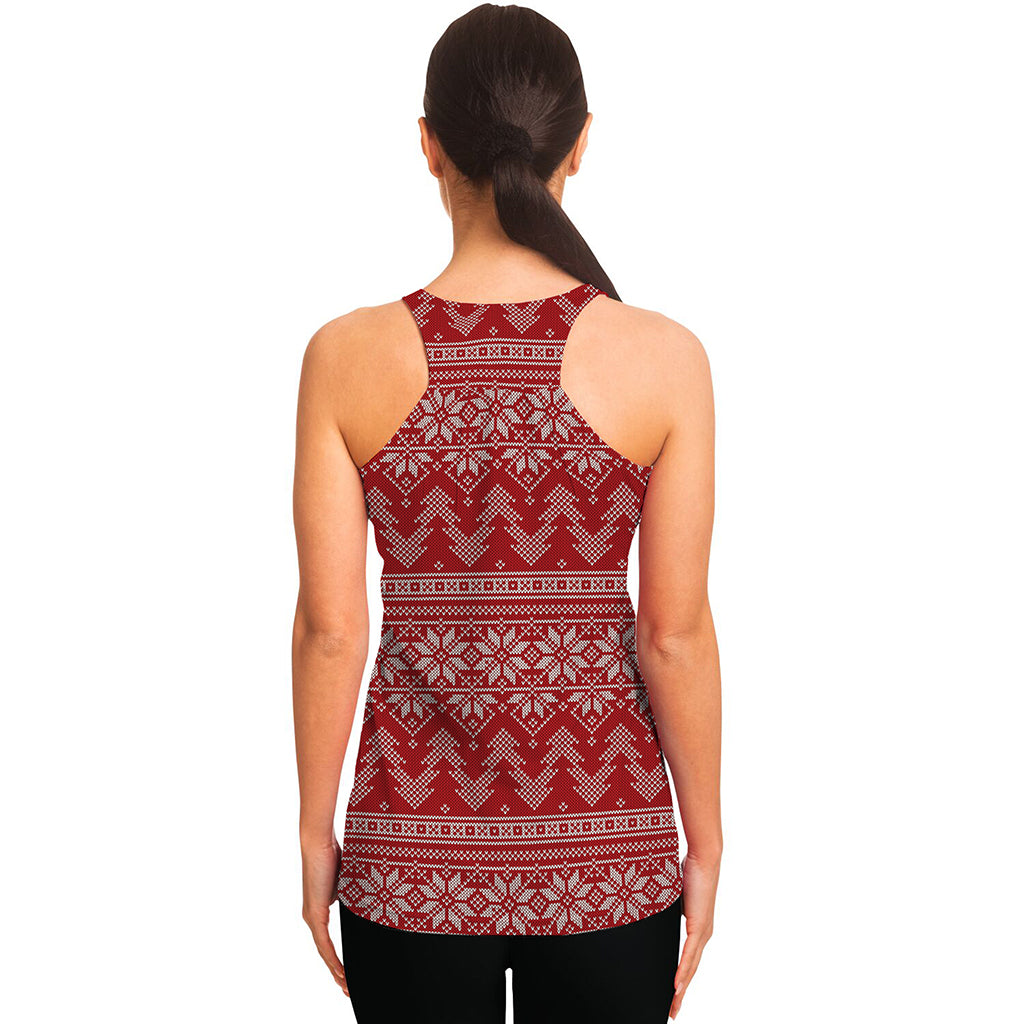 Christmas Festive Knitted Pattern Print Women's Racerback Tank Top