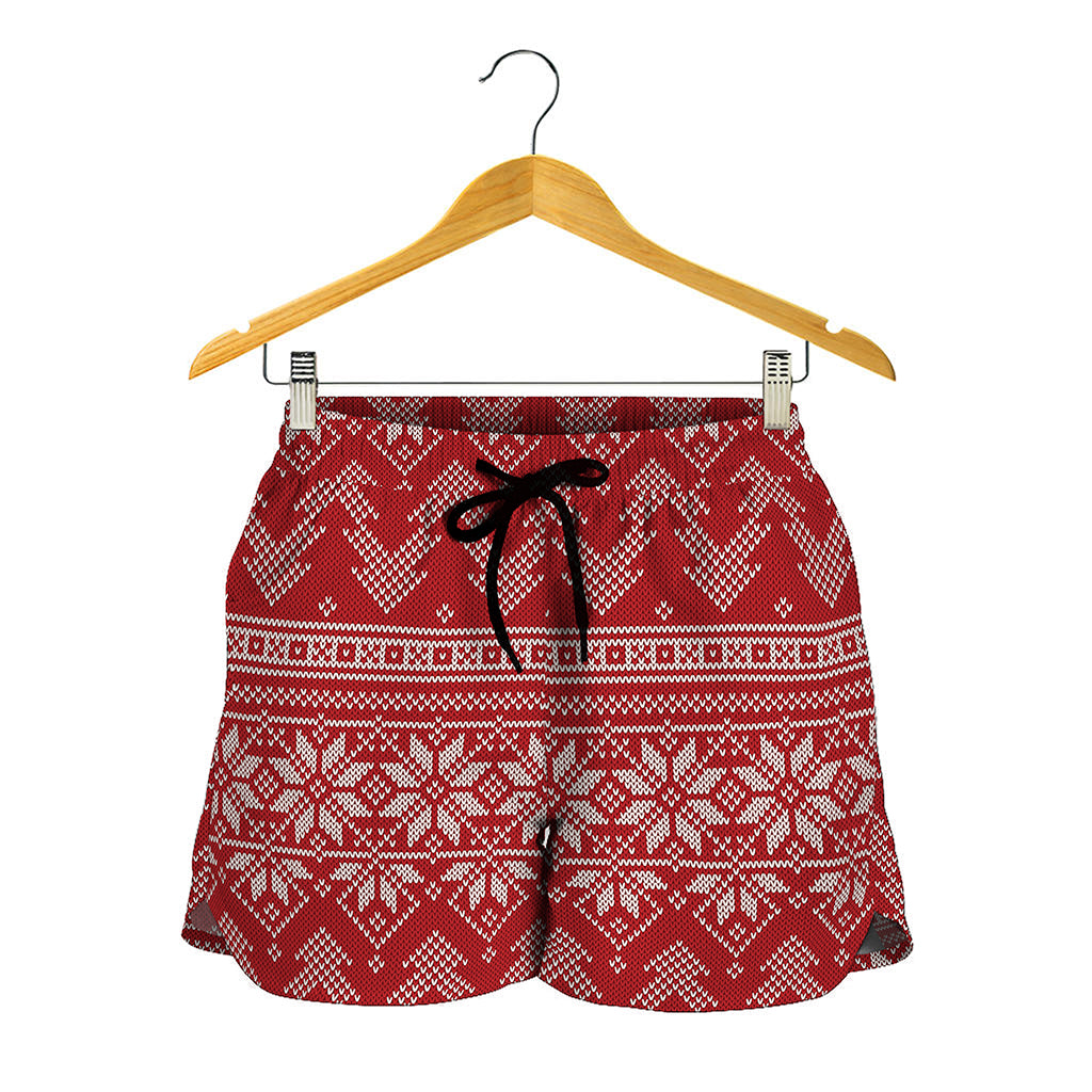 Christmas Festive Knitted Pattern Print Women's Shorts