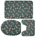 Christmas Floral Dragonfly Pattern Print 3 Piece Bath Mat Set