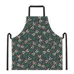 Christmas Floral Dragonfly Pattern Print Apron