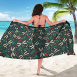 Christmas Floral Dragonfly Pattern Print Beach Sarong Wrap