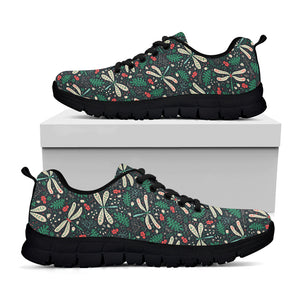 Christmas Floral Dragonfly Pattern Print Black Sneakers