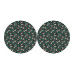 Christmas Floral Dragonfly Pattern Print Car Coasters