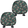 Christmas Floral Dragonfly Pattern Print Car Headrest Covers