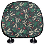 Christmas Floral Dragonfly Pattern Print Car Headrest Covers