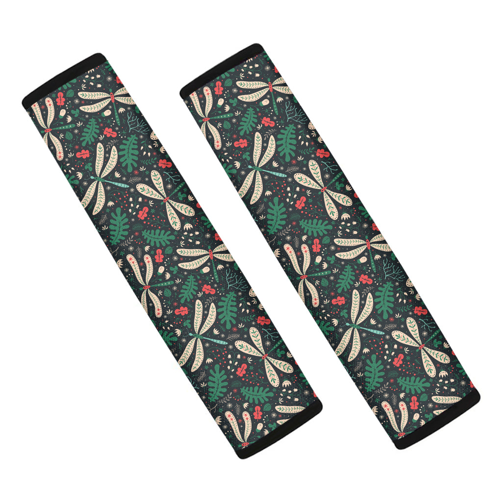 Christmas Floral Dragonfly Pattern Print Car Seat Belt Covers