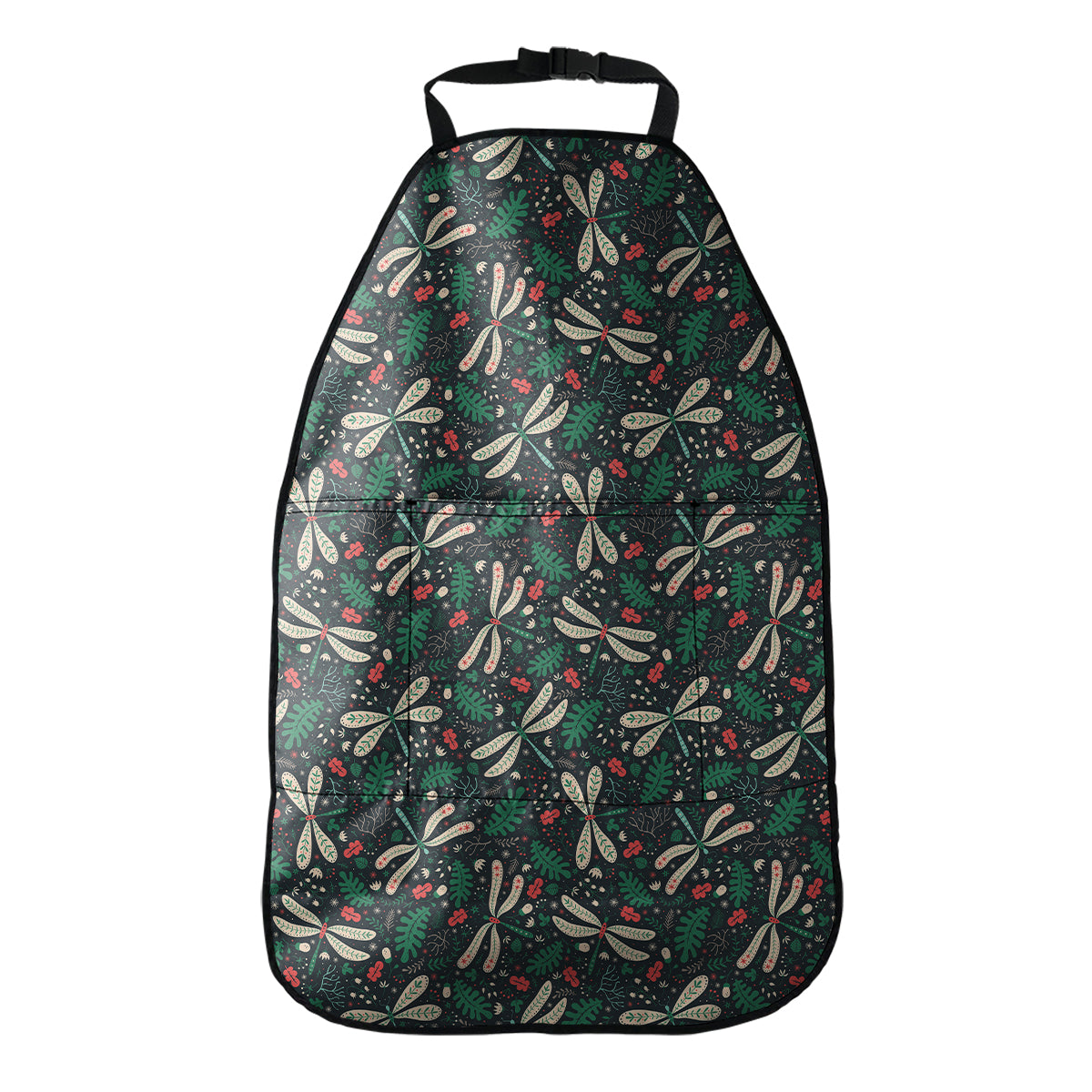 Christmas Floral Dragonfly Pattern Print Car Seat Organizers