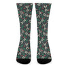 Christmas Floral Dragonfly Pattern Print Crew Socks