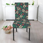 Christmas Floral Dragonfly Pattern Print Dining Chair Slipcover