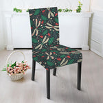 Christmas Floral Dragonfly Pattern Print Dining Chair Slipcover