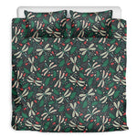 Christmas Floral Dragonfly Pattern Print Duvet Cover Bedding Set