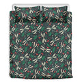 Christmas Floral Dragonfly Pattern Print Duvet Cover Bedding Set
